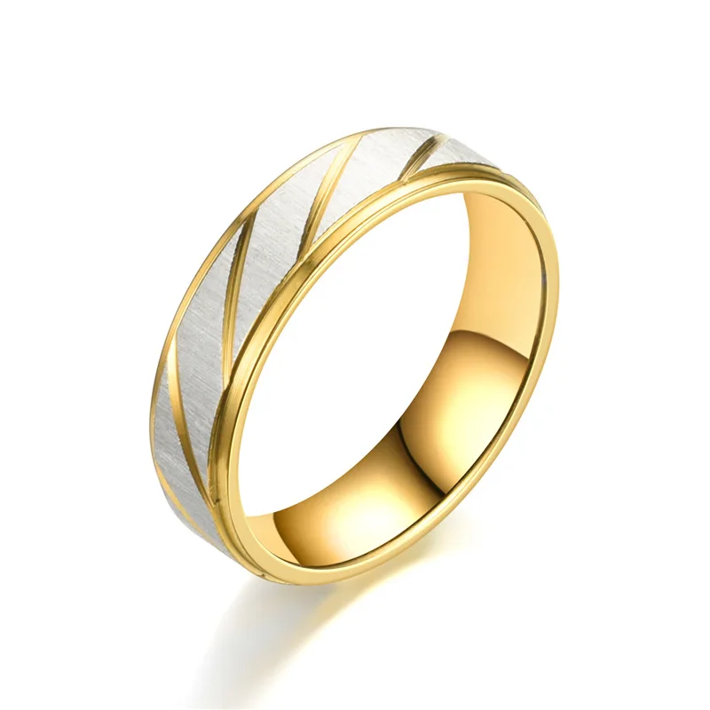 Anillos chapados en oro de acero inoxidable para hombres y mujeres, joyería de pareja, venta al por mayor, envío directo, tamaño 5-13, 2024