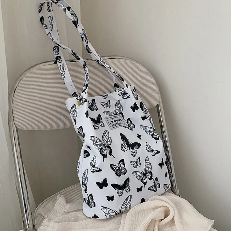 Shoulder Bags For Women Korean Version Cow Butterfly Printed Shoulder Bag Student Retro Canvas Bag Shoulder Bags For School сумк