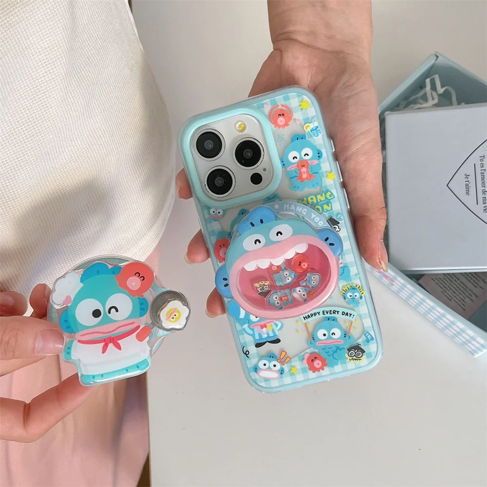 

Korean funny little fish magnetic stand Phone case For iPhone 14 15 Pro 16 Pro Max 15 cover with Magsafe cute shockproof cover