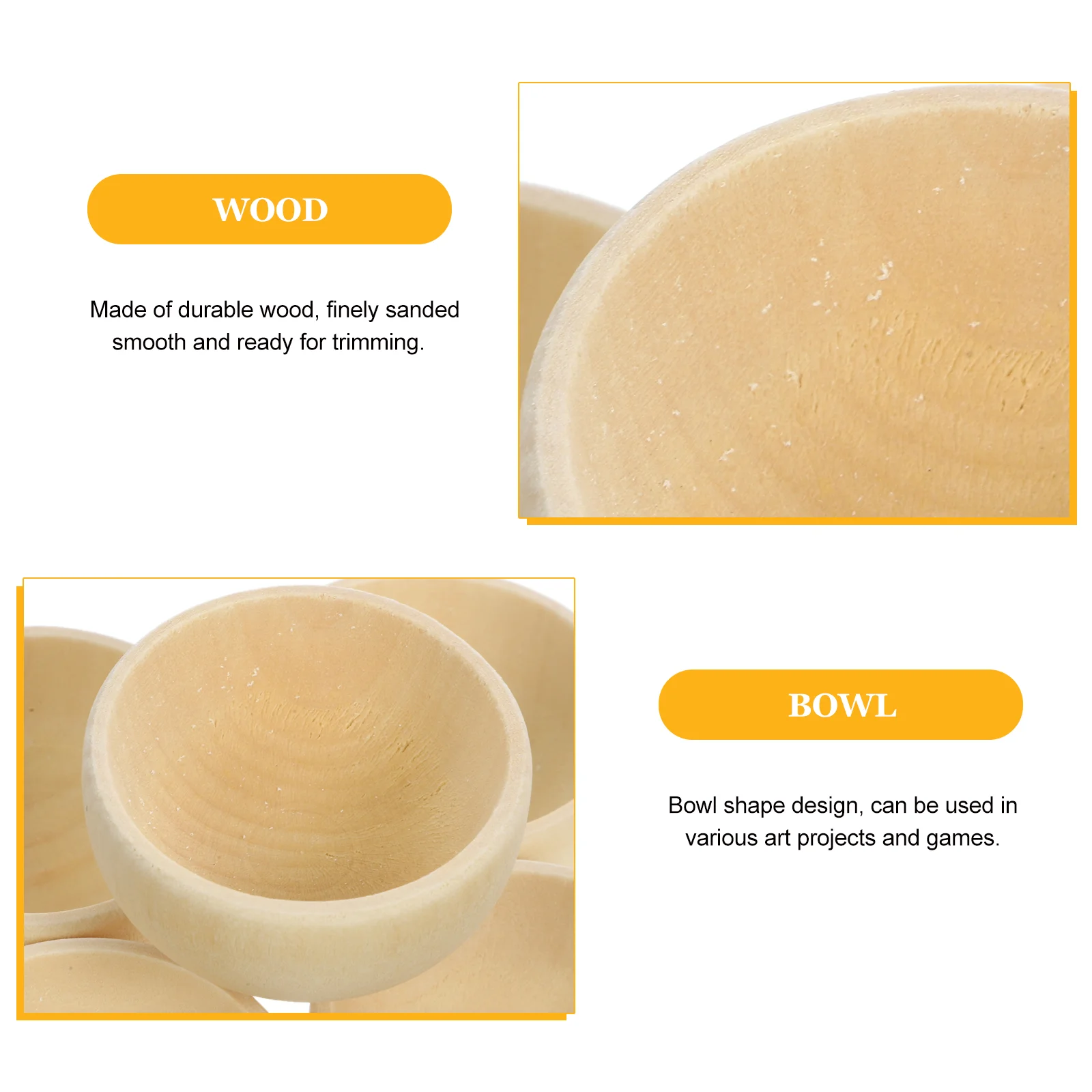 10 Pcs Small Wooden Bowl Bowls for Drawing Unfinished Crafts Unpainted Chocolate DIY Child