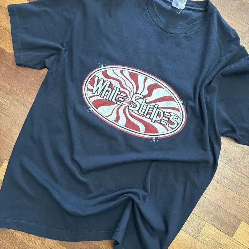 

2 Sided The White Stripes Band Vintage Shirt Reprinted Black