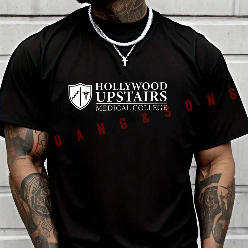 

Мужская и женская летняя футболка Hollywood Upstairs Medical College, свободная повседневная базовая футболка с коротким рукавом, унисекс, с круглым вырезом