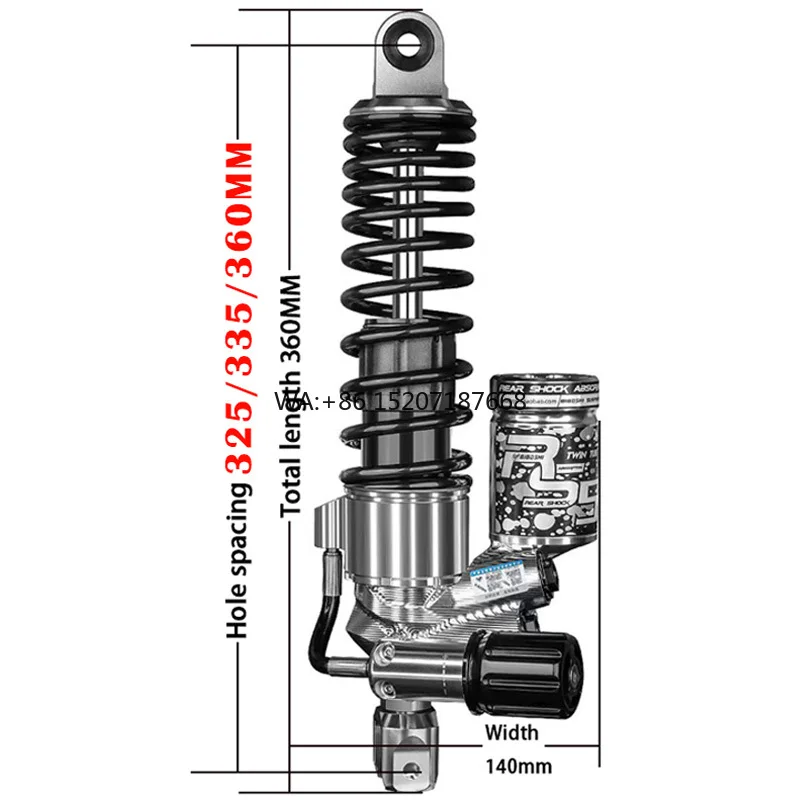 

RS5max азотный цилиндр, задний амортизатор, расстояние установки отверстия 325/335/360 мм, подходит для педалей электрических мотоциклов