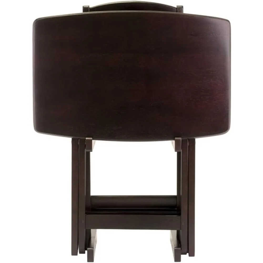 Espresso-Stained 5-Piece Large Solid Wood Snack Table Collection