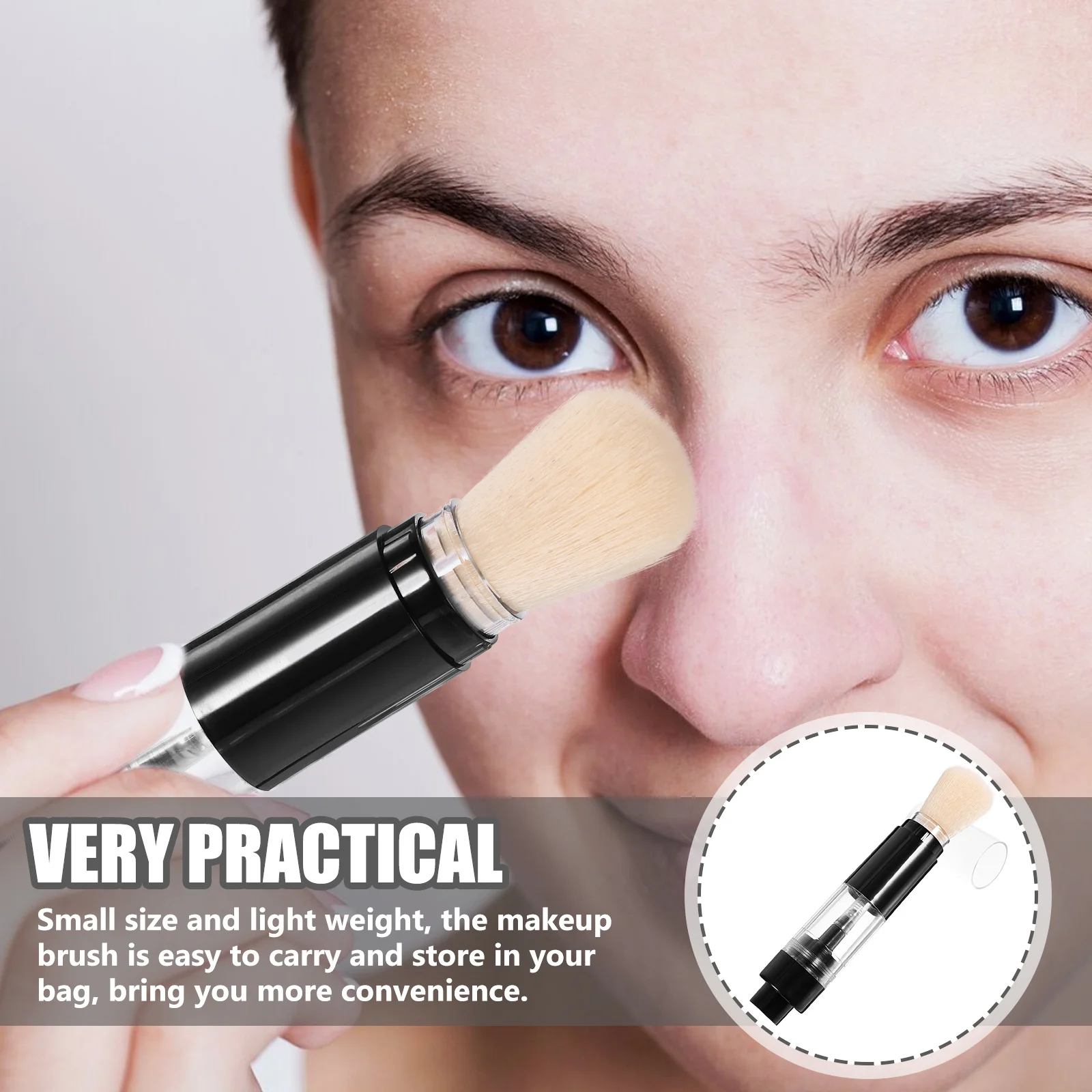 プレスパウダーブラシ小さな化粧ブラシチークハイライタールースパウダーポータブルフェイシャルツール女性メイク