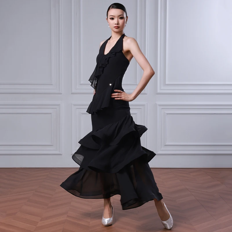 2026 Latin Dance Professional Dress Adults Waltz Ballroom Dance Competition Costume Women Halter Latin Dance Dresses SL16323