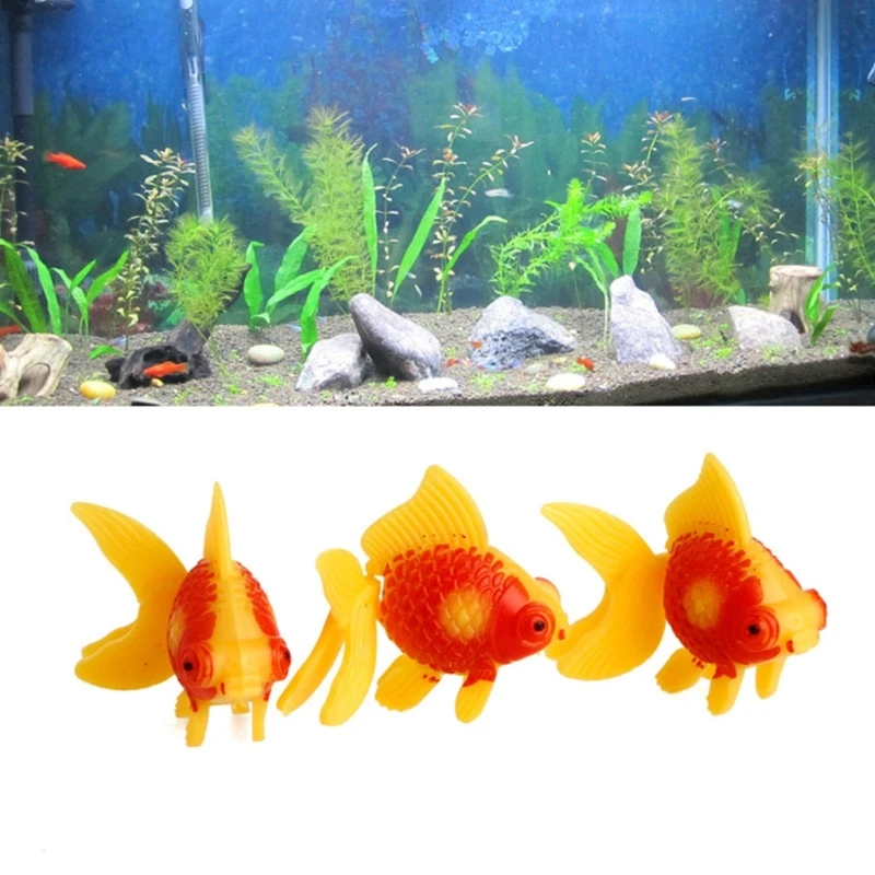 3 Pieces Artificial Moving Small Fish Plastic Gold Fish  Aquarium Decoration for Fish for Tank Bright Color