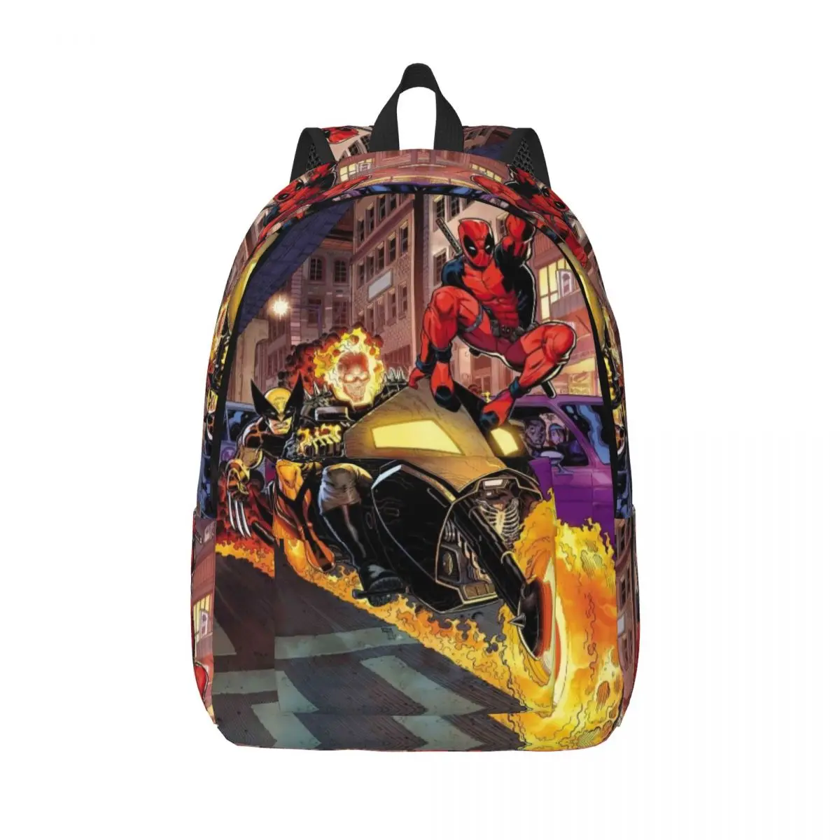 Custom Spiderman And Ghost Rider Canvas Backpack for Boys Girls Comic School College Travel Bags Bookbag Fits 15 Inch Laptop