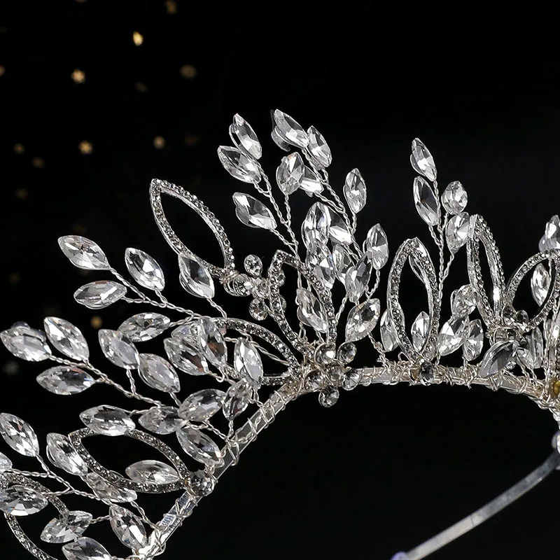 SLBRIDAL Handgefertigte Strass-Kristall-Perlen Braut-Tiara Stirnband Hochzeit Brautjungfern-Krone Frauen Mädchen Haarschmuck Accessoires – Detail 12