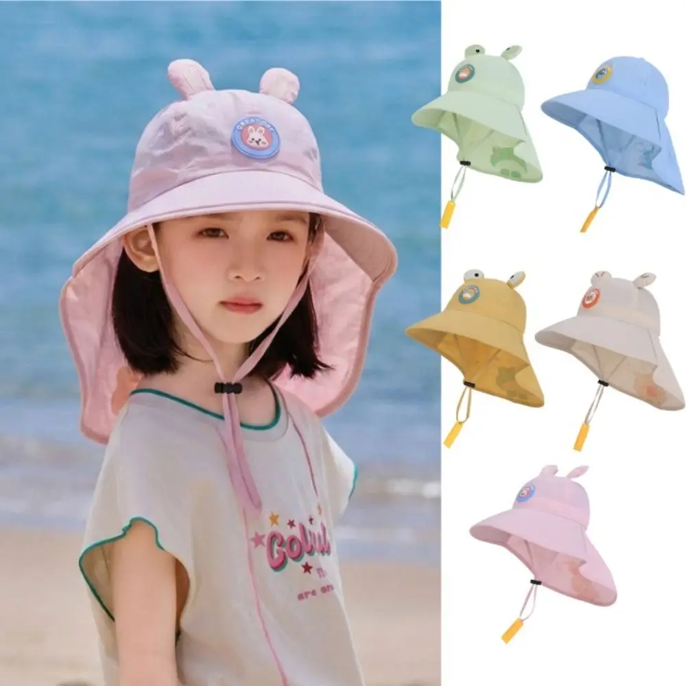 

Cute Big Brim Children's Sun Hat Whistle Extended Shawl Sunscreen Hat Quick-dry Thin Sunshade Hat Summer
