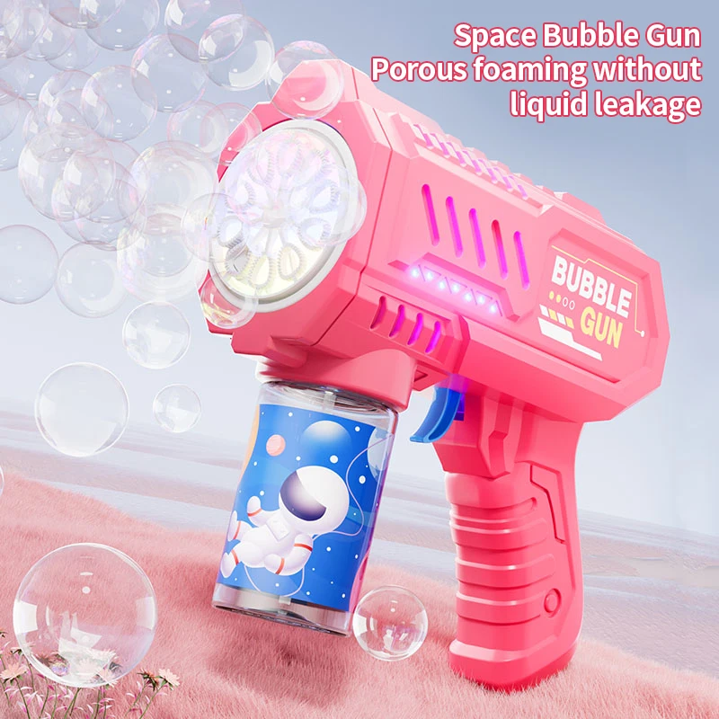 Una confezione di 10 lanciatori per bambini pistola a bolle automatica elettrica portatile portatile a LED per ragazzi e ragazze