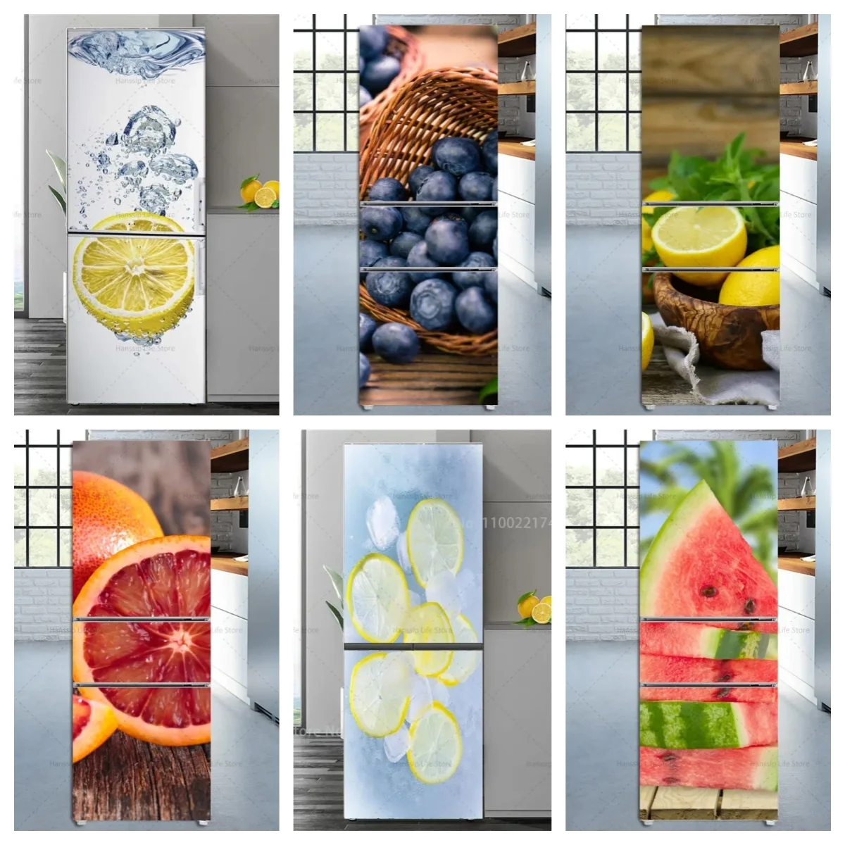 

Fresh Strawberry Fridge Cover Sticker Removable Juicy Fruit Decal Waterproof and Oil-proof Self-adhesive Kitchen Decor Stickers