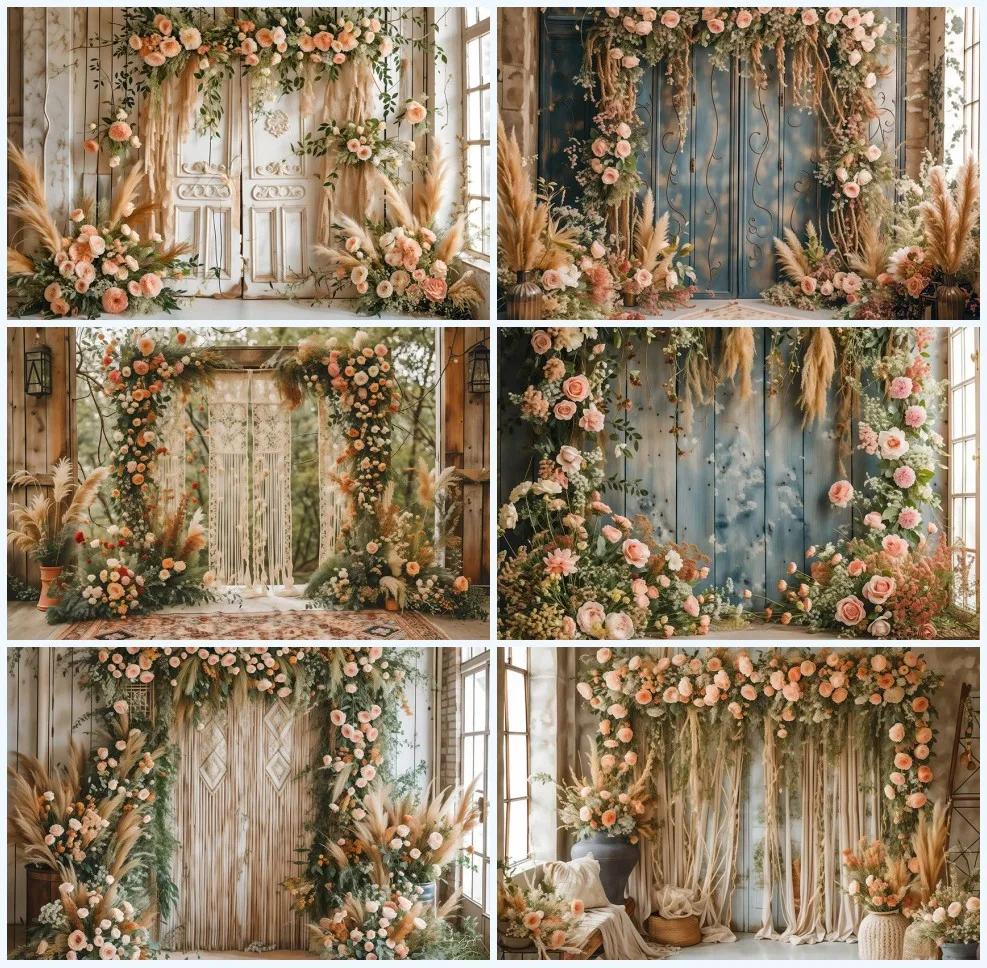 

Avezano Boho Floral Backdrop Wedding Maternity Birthday Photography Background Party Decor Photo Studio Photozone Props