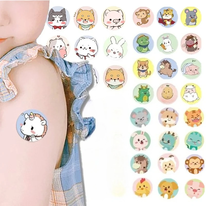 

120pcs/set Cartoon Round Band Aid for Children Kids Skin Vaccine Injection Hole Patch Wound Plaster Kawaii Adhesive Bandages