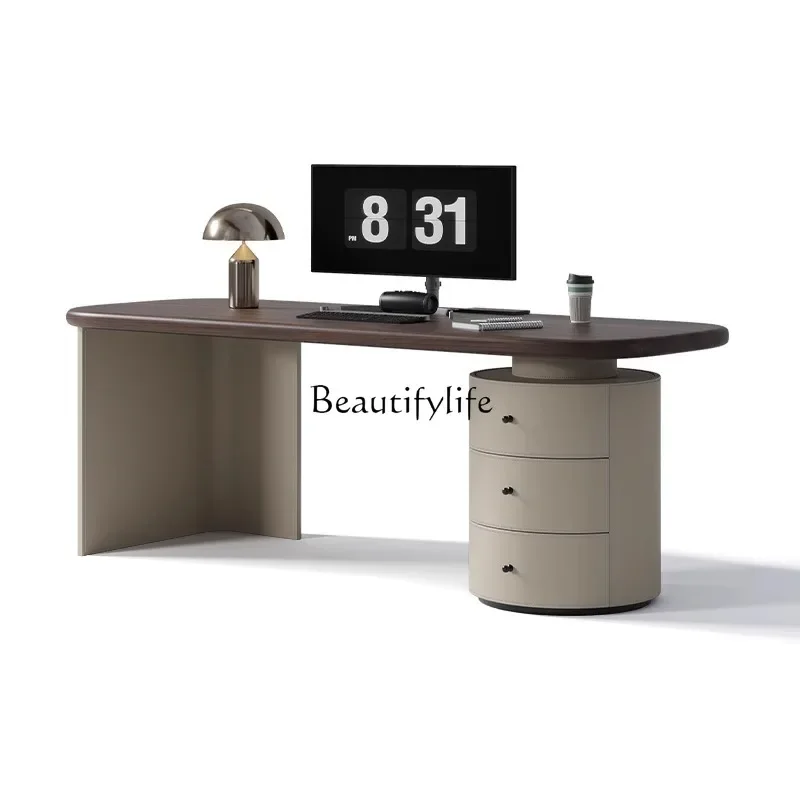 

12Modern minimalist desk home high-end solid wood office Italian light luxury computer desk