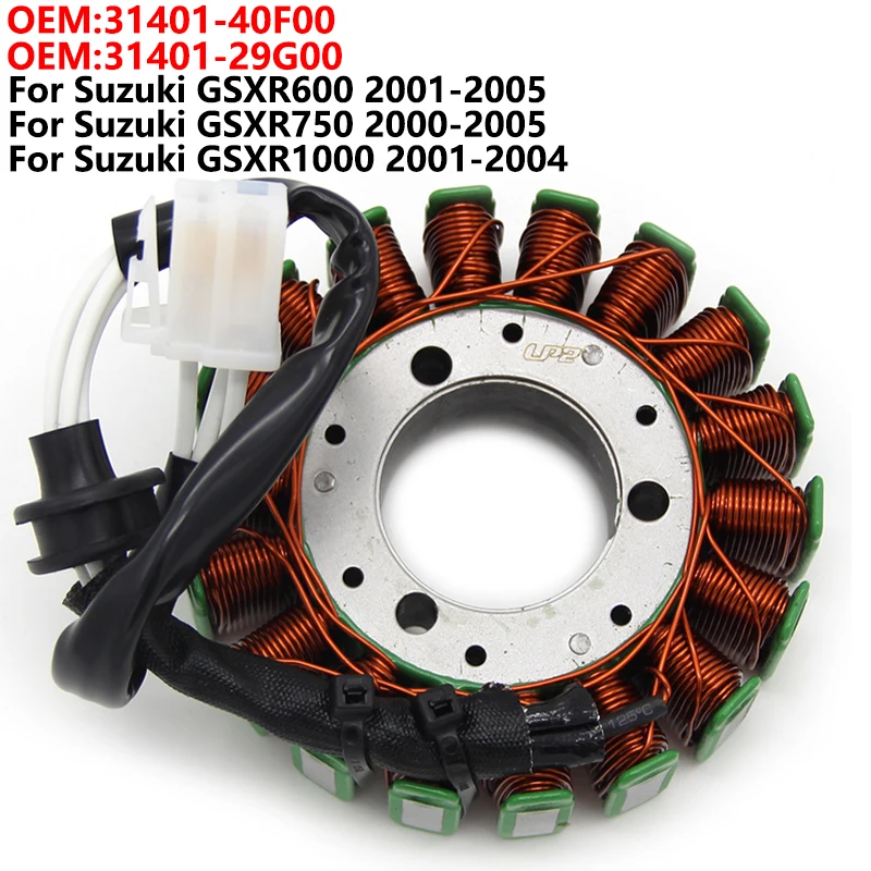 

Катушка статора магнето зажигания мотоцикла для Suzuki GSXR600 GSXR750 GSXR1000 GSXR 600 750 1000 31401-40F00 31401-29G00