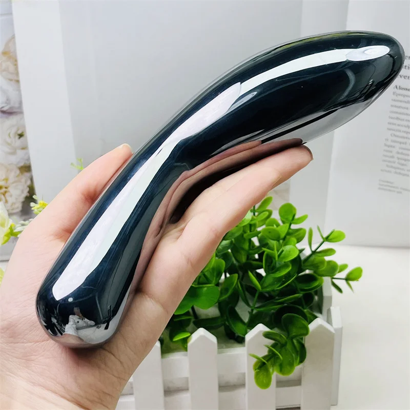 

19CM Large Size Natural Terahertz Crystal Massage Penis Wand Gemstone Yoni for Women Health Smooth Polished Fengshui Decor