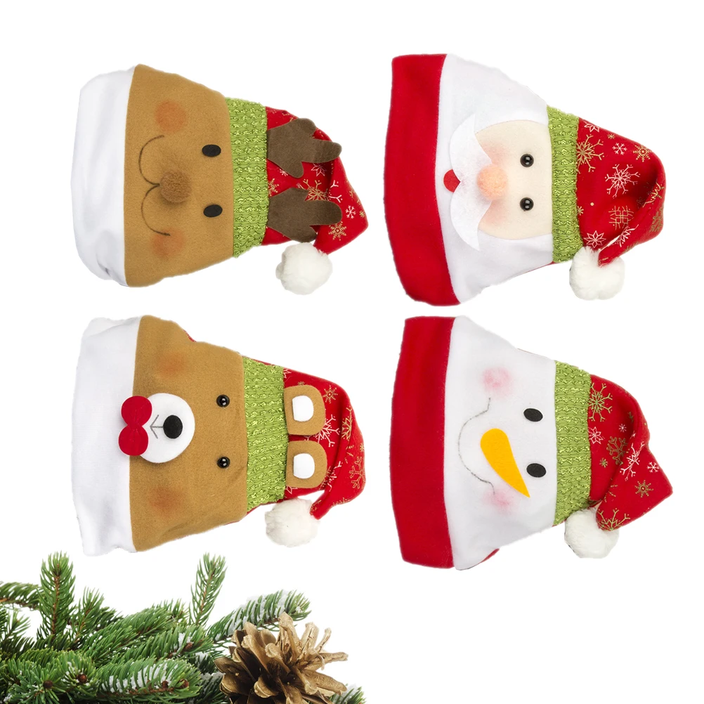 

4pcs Christmas Hats Adults Warm Flannelette Santa Claus Design Party Supplies Cosplay Costume Accessories Winter Decor