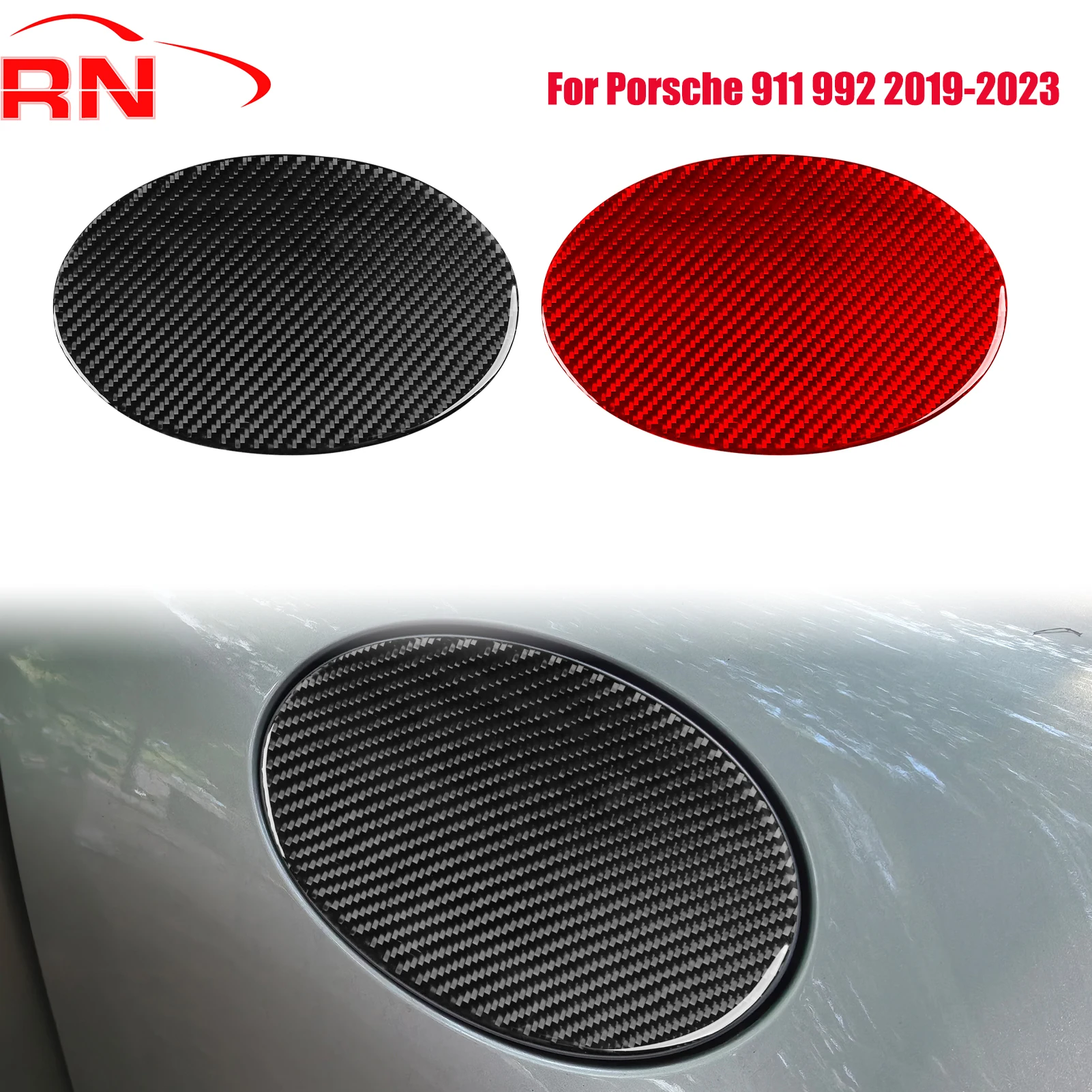 

For Porsche 911 992 2019-2023 Modified Forged Carbon Fiber Automotive Fuel Tank Cap Panel Interior Piano Decorative Stickers