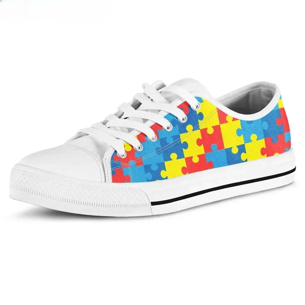 

Autism Awareness Sneakers Shoes Women Flats Shoes Unisex Classic Low Top Canvas Shoes Female Puzzle Tenis Feminino