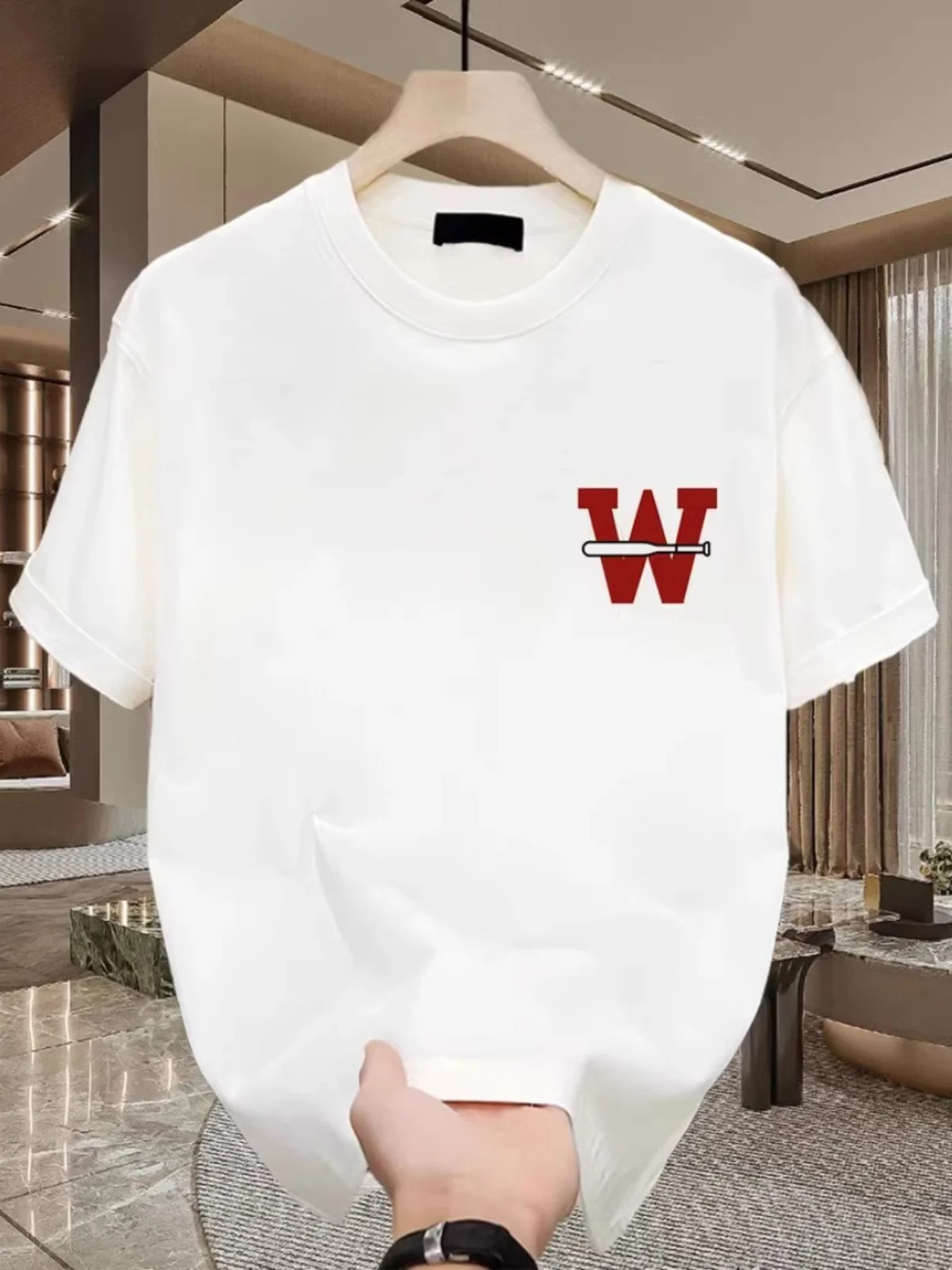 

Fashion Ruffian Handsome Pure Cotton Crew Neck Short Sleeve Letter Printing Loose and Simple Street Casual Half-Sleeve Top