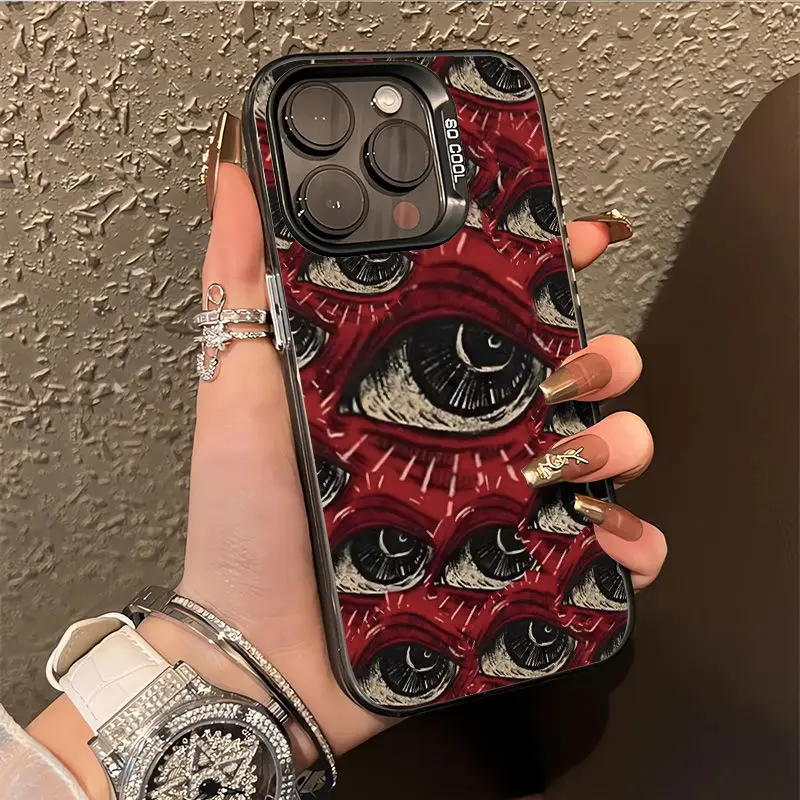 Cool Dark Red Devil Eye Case For iphone 16 15 14 13 PRO MAX 11 12 13 PRO XR 7 8 PLUS 2020 Shockproof Trendy INS Back Phone Cover