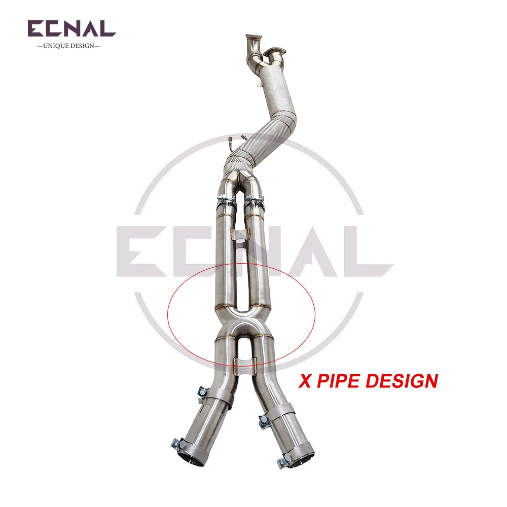

Ecnal Exhaust Mid Pipe X-Pipe Design 101mm/4inches SS304 Car Sport Exhaust System for BMW G80 M3 G82 M4 G87 M2 S58 3.0T