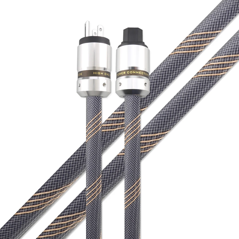 Hot selling 12AWG Power Cable Audiophile Rhodium Plated US EU AC HiFi Power Cable Cord C13 Mains Supply Cord