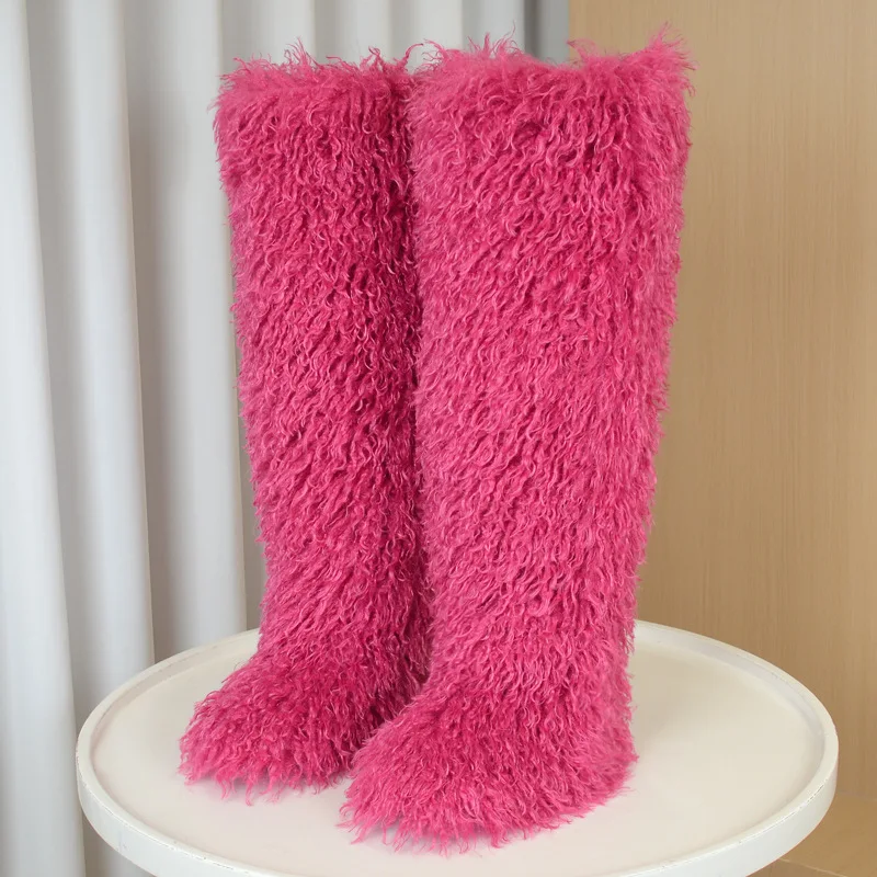 

Womens Faux Mongolian Thigh Highs Faux Fur Boots Winter Warm Long Women Boots Over The Knee Boot Fashion Boots Botas Mujer