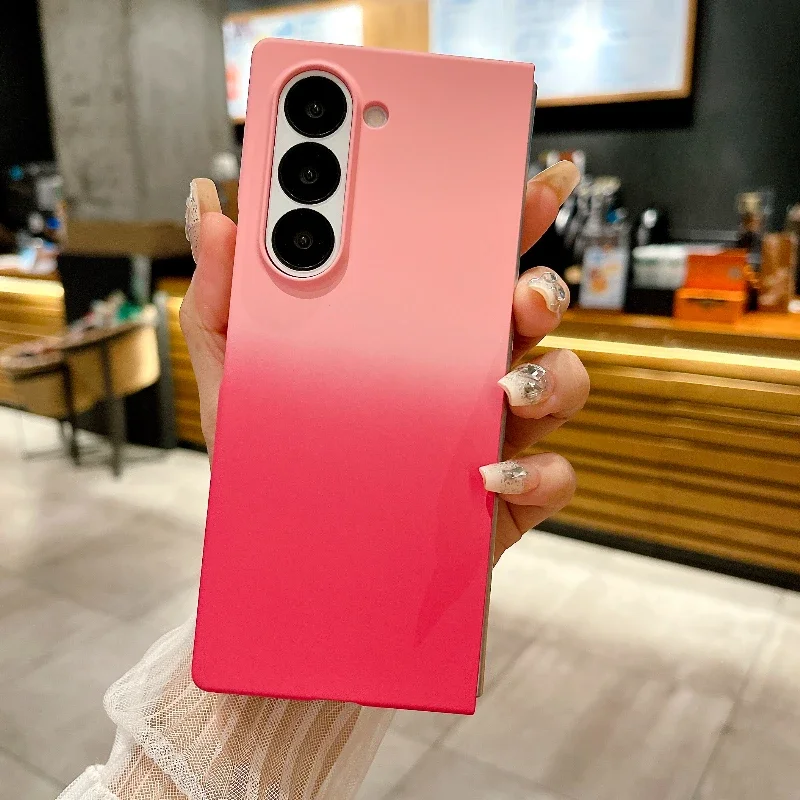 

Fashion Gradient Contrast Splice Color Phone Case For Samsung Galaxy Z Fold 7 6 5 4 Durable Shockproof Protect Bumper Hard Cover
