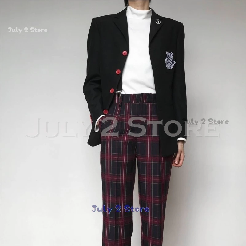 하이 퀄리티 페르소나 5 코스프레 코스튬 P5 Ren Amamiya Ren 남성용 정장, 할로윈 유니섹스 일본 재킷, 학교 DKUniforms