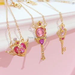 Anime Moon Loving Wand Crystal cosplay Pendant Necklace Girl accessories Cute props