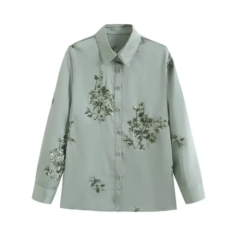 Embroidered Shirt Women Casual Loose Single Breasted Blouse 2025 New Summer Office Lady Fashion Solid Turn-down Collar Shirts