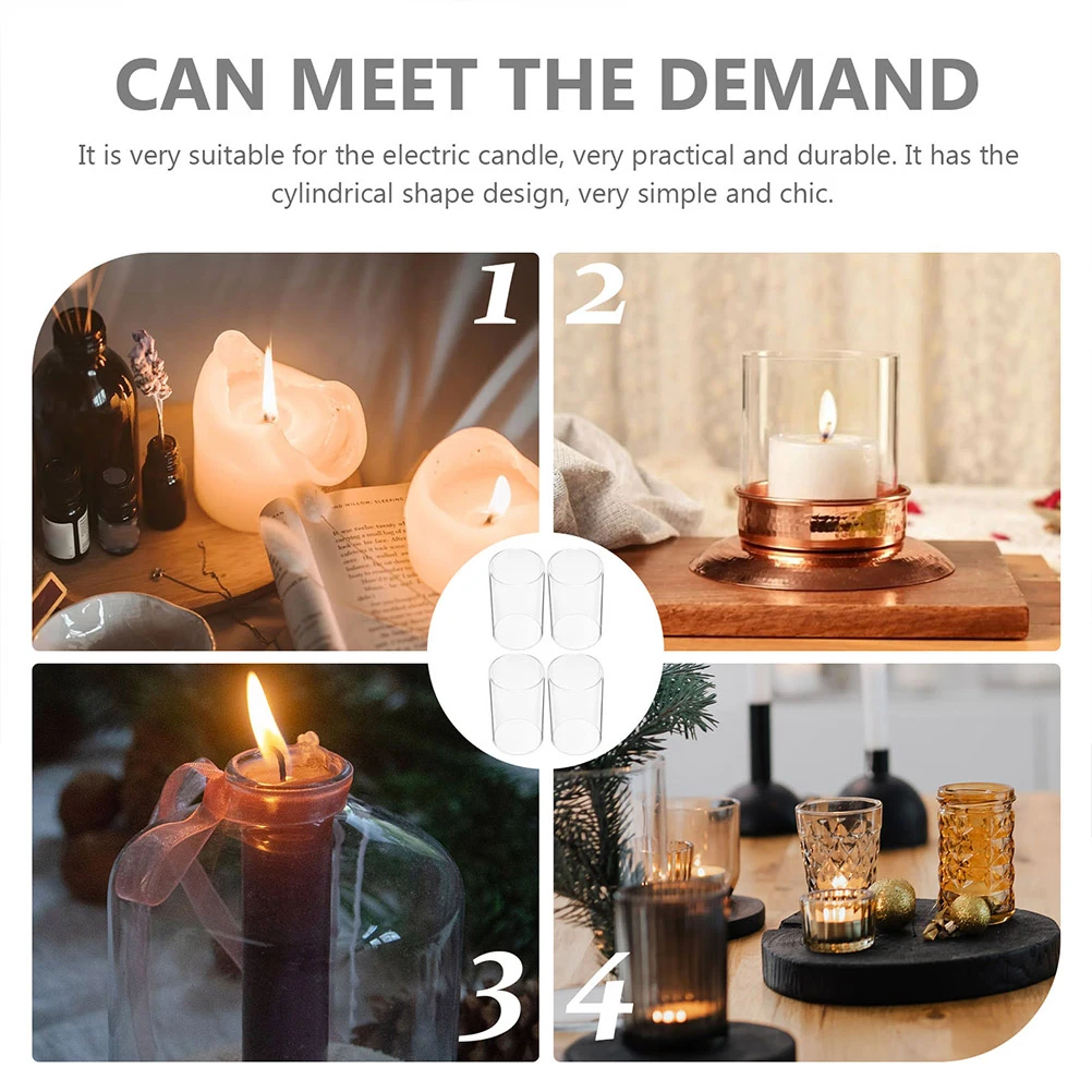 2 قطعة غطاء زجاجي شفاف حامل أنبوب للديكور الإبداعي جو لهب دافئ سطح المكتب غرفة الطعام تركيب المصابيح