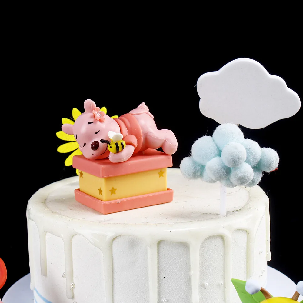 6 Pcs/Set Cute Winnie The Pooh Pooh Bear Piglet Eeyore Honey Bee Collection Anime Pvc Model Desktop Cake Ornament Kids Toys Gift