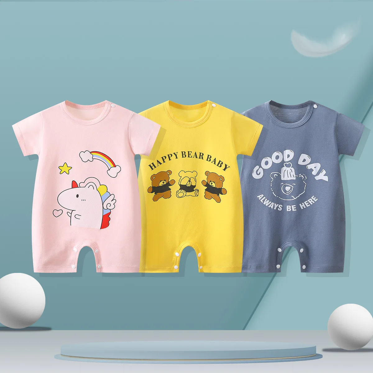 

Summer cartoon Baby One-piece Clothes Romper Short Sleeve Climb Clothing Newborn Jumpsuits Toddler Girl boy Onesie