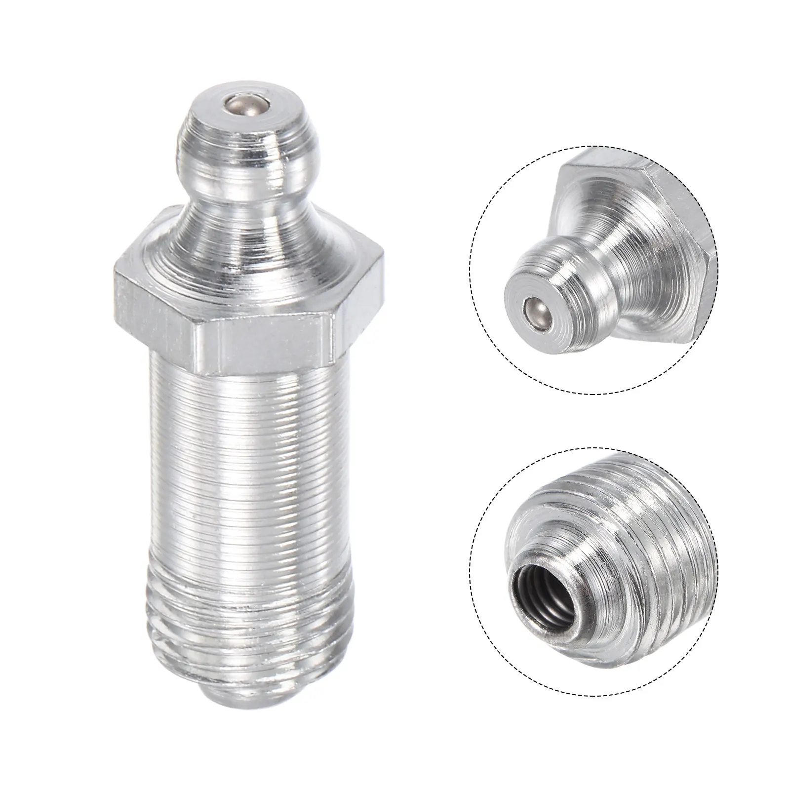 5Pcs Steel Straight Grease Fitting Assortment G1/8inch Thread 11mm Width Hydraulic Grease Fitting Accessories