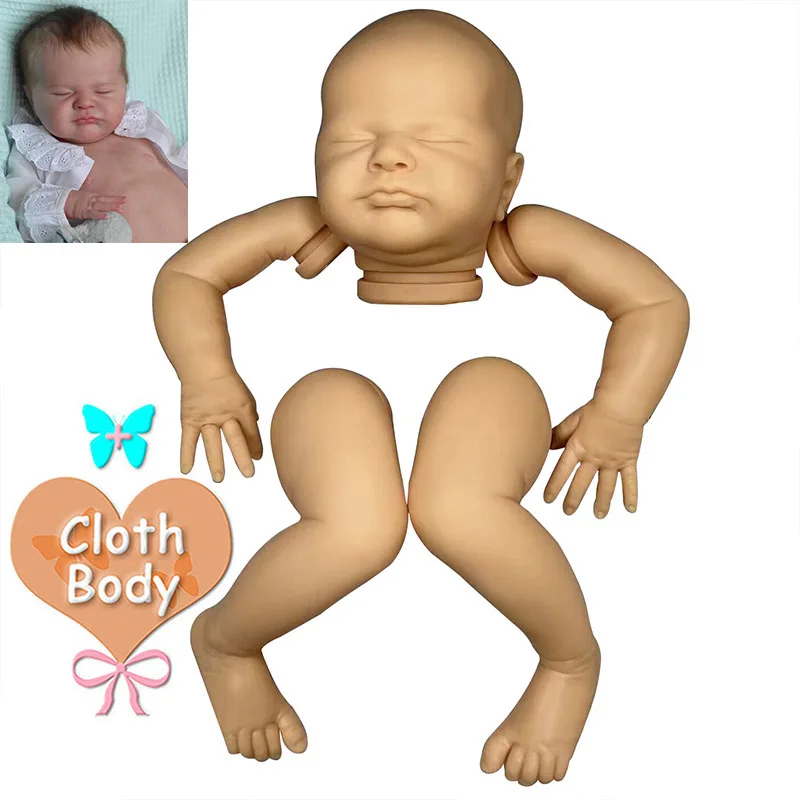 

19Inch Unpainted Reborn Kit Sleeping Max Limited Edition Lifelike Reborn Doll Blank Kit with Cloth Body