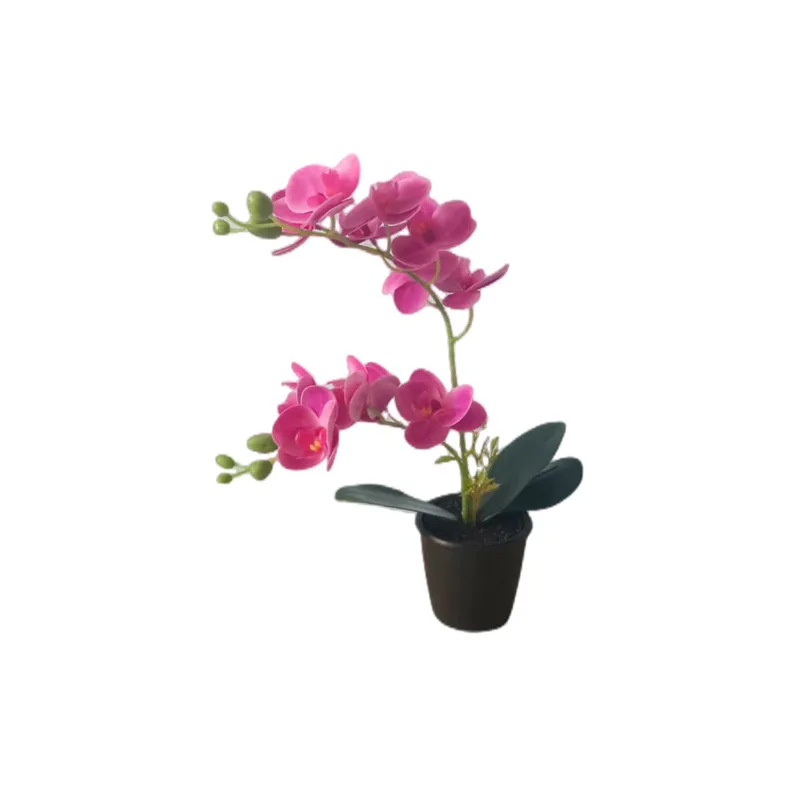 

Two Branches Latex Butterfly Orchid with Vase Artificial Flower Bonsai Fake Plant 12 Head Orchid for Home Wedding Festival Decor