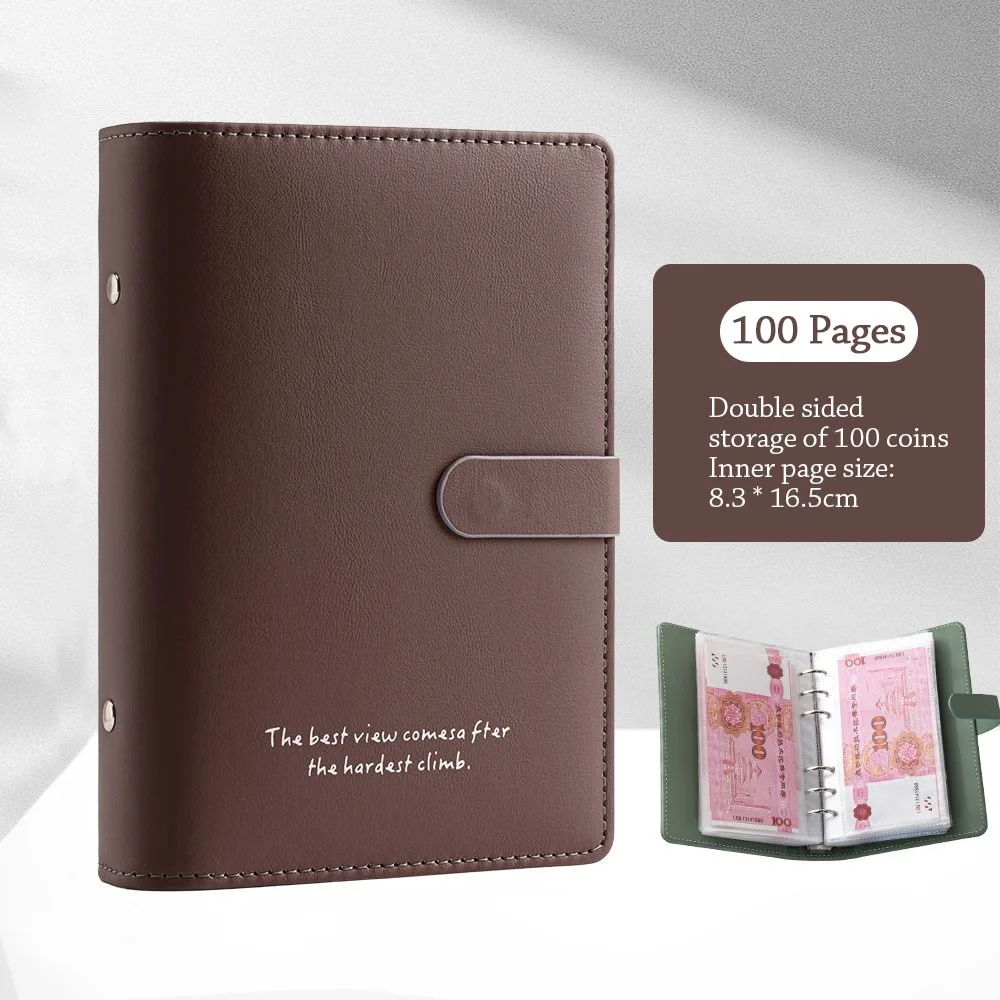 

Конверты для экономии денег 100, переплет для экономии денег, переплет для экономии большой емкости из искусственной кожи, портативный многоразовый мини-переплет для экономии