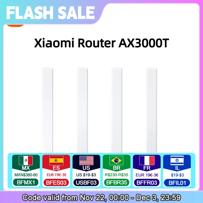 2023เราเตอร์ AX3000T Xiaomi 2.4GHz 5GHz 1.3GHz CPU 2X2 160MHz WAN LAN นำ NFC เชื่อมต่อสำหรับบ้านสำนักงานเกม Mi