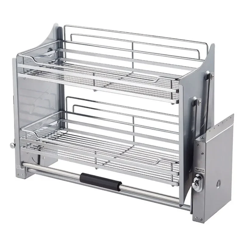 Kitchen Hanging Cabinet Lifting Basket Up and Down Cabinet Shelf Drawing Seasoning Dishes Lifting