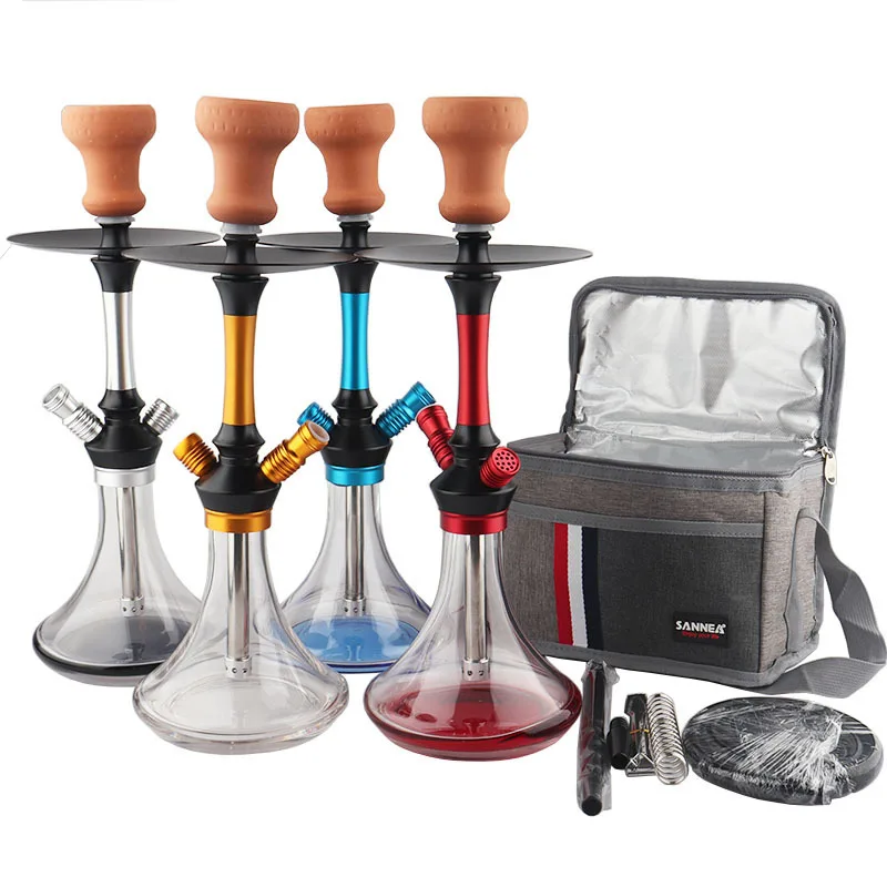 Shisha Complete Set Aluminum Alloy Portable Hookah Accessories With Travel Bag Outdoor Sheesha Narguile Water Pipe Smoking