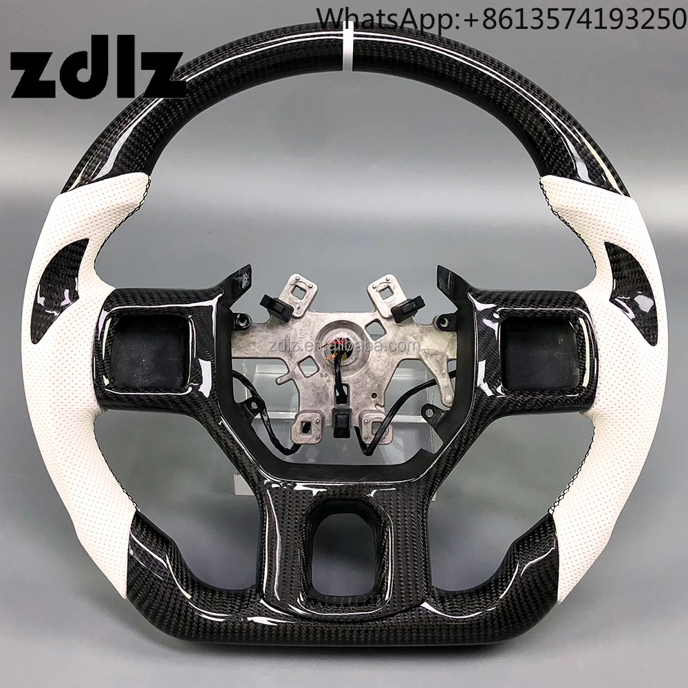 

Аксессуары для салона автомобиля Dodge Ram 1500 2500, индивидуальное белое перфорированное кожаное рулевое колесо из углеродного волокна