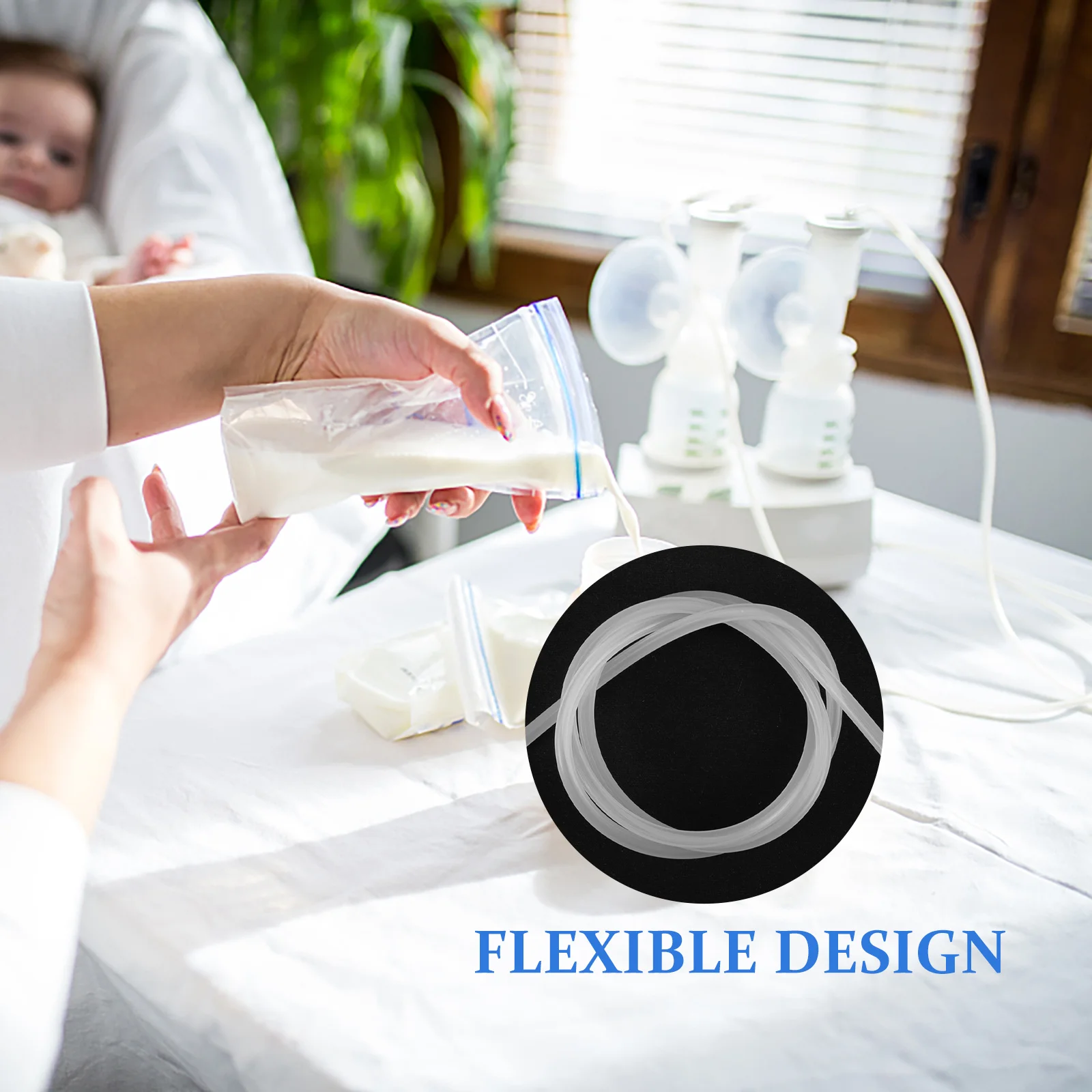 خرطوم بديل لمضخة الثدي مادة السيليكون مضاد للتدفق الخلفي للحليب مرن عالمي مناسب لمضخات الثدي اليدوية الكهربائية #3