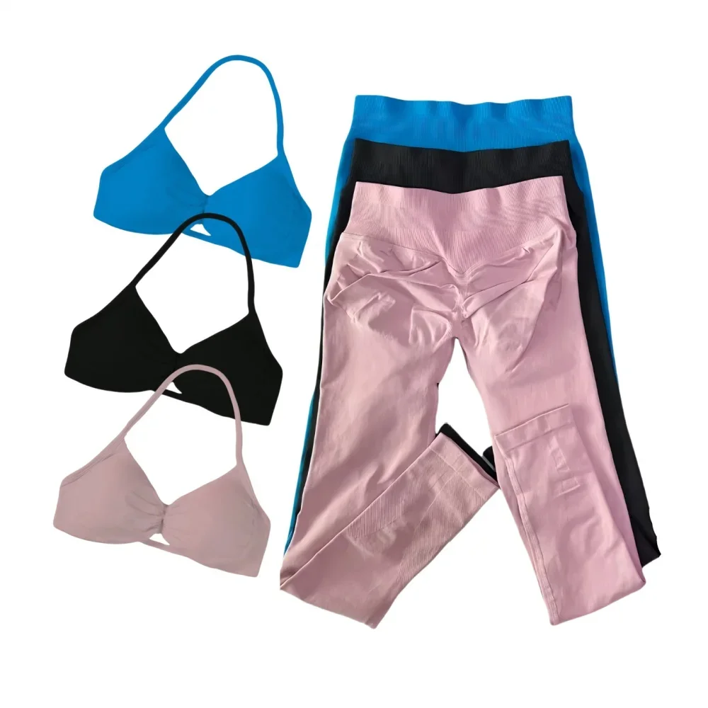 

2 Pcs Women Yoga Sets Sport Sets Against Resistance Workout Leggings&Strappy Bra Seamless High Quality Gym Fitness Set