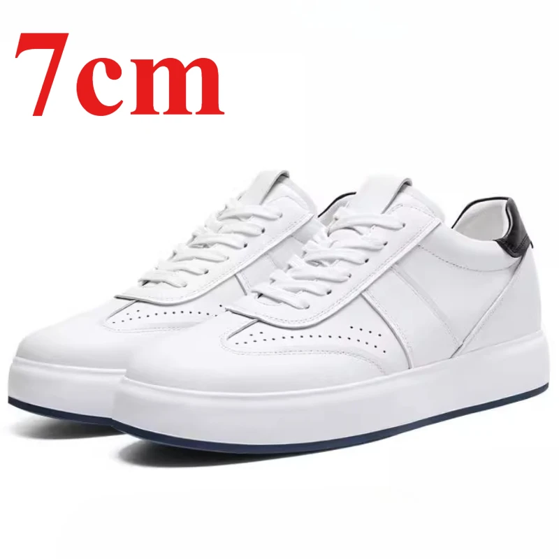 

Korean White Elevator Shoes for Men's 7CM Leisure Sports Board Shoes Lightweight Comfortable Invisible Height Increasing Shoes