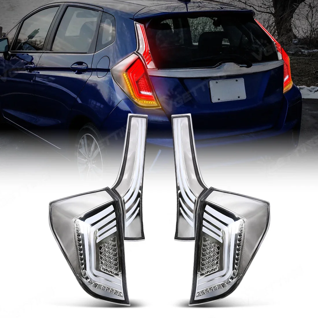 

Для Honda Задний фонарь для Honda Jazz Fit 2014-2020 Задние фонари Светодиодные задние стоп-сигналы поворота Противотуманные фары для парковки