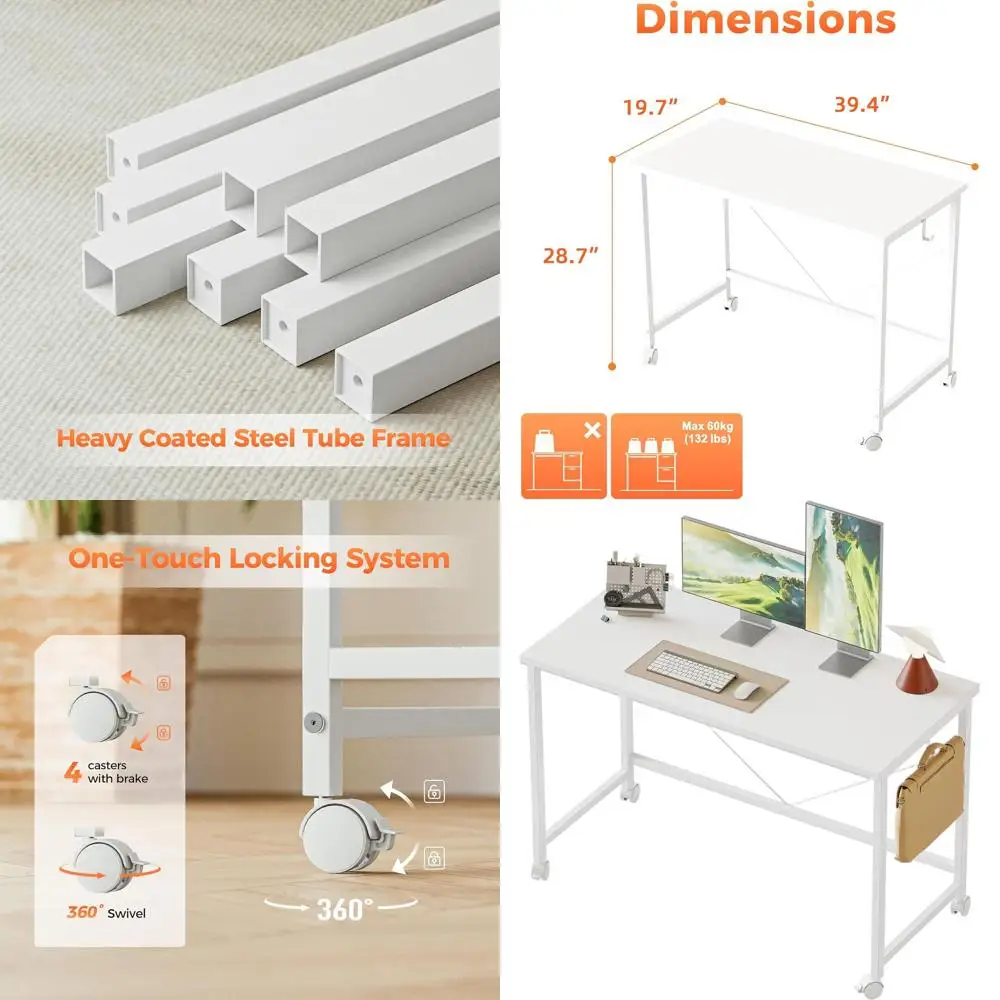 

Компактный игровой стол на колесиках, современный минималистичный стол для домашнего офиса для небольших помещений и учебы