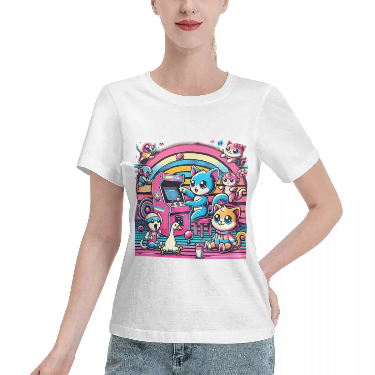 No Shrink Retro Arcade Adventures Women's T-shirt Party Oversized Top